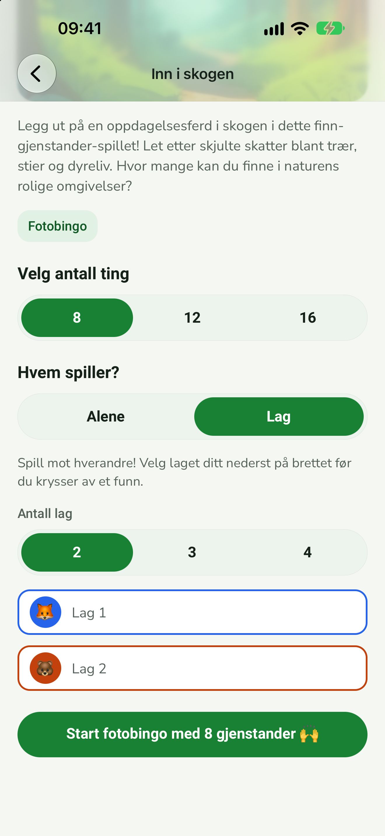 Lagoppsett med Lag 1 og Lag 2